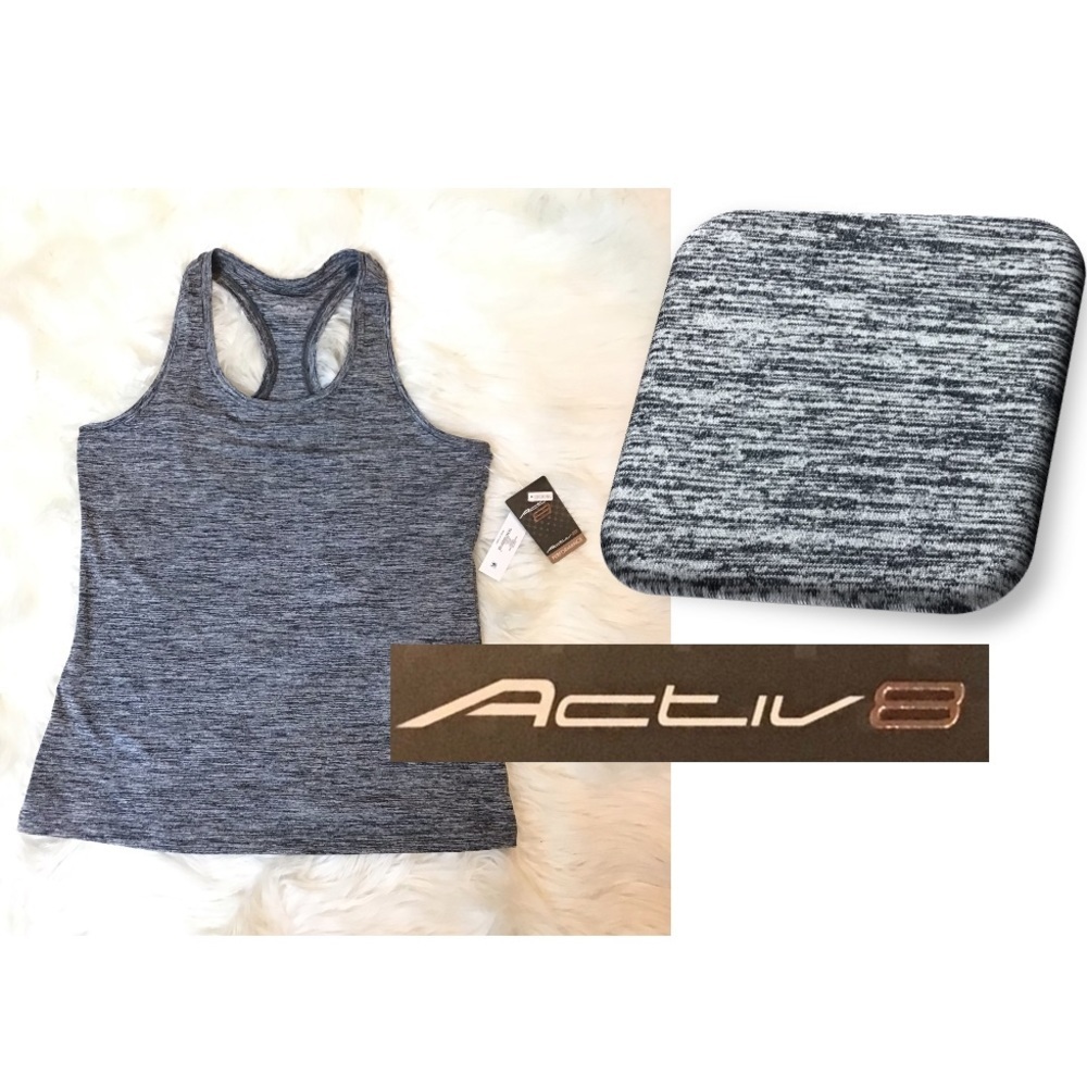 Activ8 Womens Heather Black RacerBack Athletic Work-Out Tank Top Size Medium